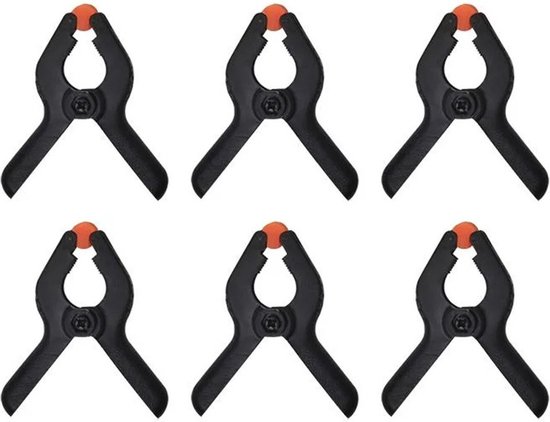 Proplus zeilklemmen/lijm klem - set 12x stuks - zwart - 6 cm - kunststof - marktkraam/dekzeil/DHZ van ProPlus