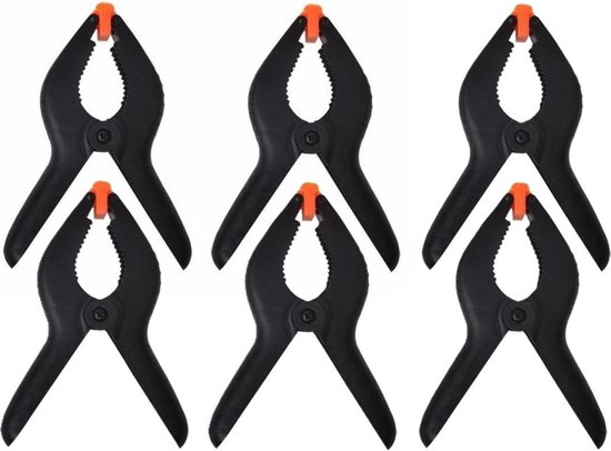 Proplus zeilklemmen/lijm klem - set 6x stuks - zwart - 15 cm - kunststof - marktkraam/dekzeil/DHZ van ProPlus