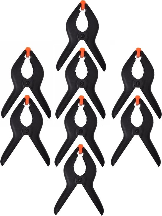 Proplus zeilklemmen/lijm klem - set 8x stuks - zwart - 15 cm - kunststof - marktkraam/dekzeil/DHZ van ProPlus