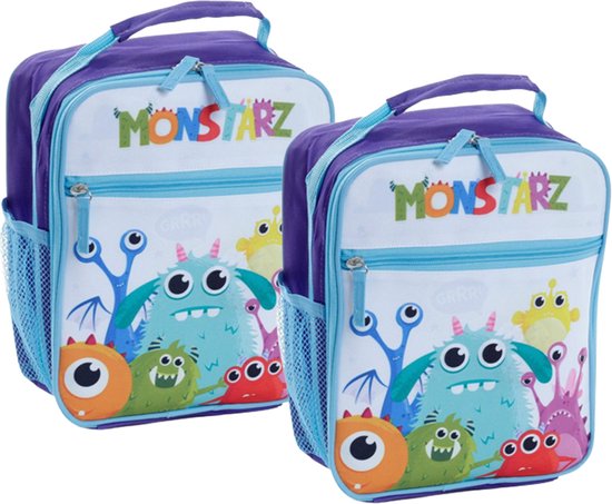 Puckator Draagbare lunch/sixpack koeltas - 2 st - Monstarz print - 21 x 25 cm - 5.8 L van Puckator