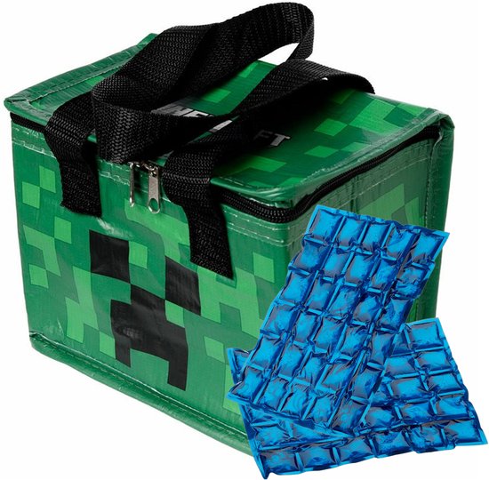 Puckator Kleine lunch koeltas met 2x flexibel koelelement - Minecraft print - 4,4 liter van Puckator.