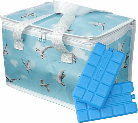 Puckator Kleine lunch koeltas met 2x koelelement - Zeemeeuw print - 11,6 liter van Puckator.