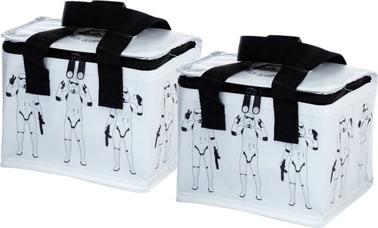 Puckator Kleine lunch/sixpack koeltas - 2 st - Stormtrooper print - 21 x 16 cm - 4,7 L van Puckator