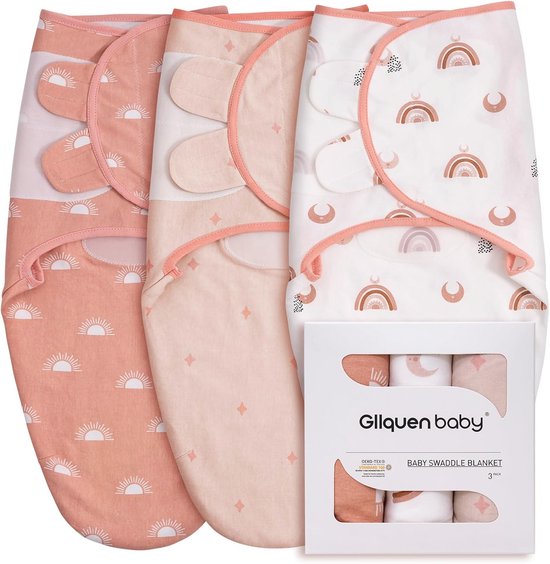 Pucksack voor baby's 0-3 maanden - Inbakerdoek & slaapzak - Uniseks set van 3 luiers - 100% biologisch katoen van Arky Baby