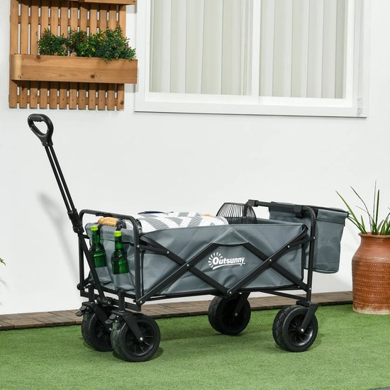 Pugsdrly bolderkar met koeltas, inklapbaar, stalen frame, tot 100 kg, 113x57x77-100 cm, donkergrijs van Merkloos
