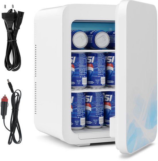 Puluomis - 20L Mini koelkast - Skincare & make-up fridge - Koel & warm - Auto koelkast - 12V & 220V - Compact - Wit-blauw