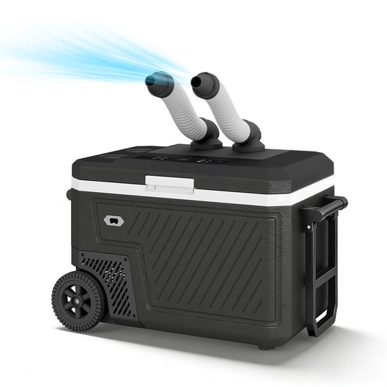 Puluomis - Compressor Koelbox Elektrisch - 12V en 220V/230 Volt - Camping Koelkast voor Auto - 45L - met luchtkoelingsfunctie - Batterijcompatibel - Zwat