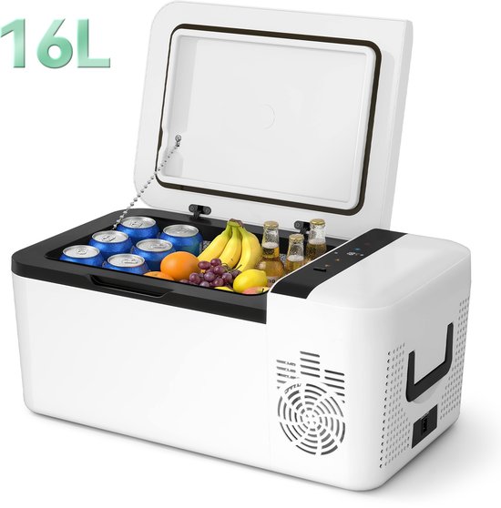 Puluomis Compressor Koelbox Elektrisch 12V en 230 volt - Camping Koelkast - Auto - Koeling en verwarming - 16L - Frigobox - Wit