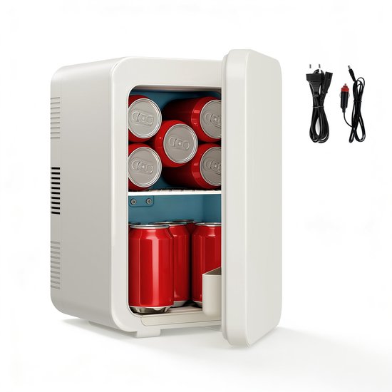 Puluomis - Mini koelkast 10L - Skincare & make-up fridge - 12V & 220V - Koel & warm - Auto koelkast - Compact - Beige van Merkloos