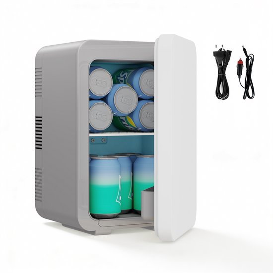 Puluomis - Mini koelkast 10L - Skincare & make-up fridge - 12V & 220V - Koel & warm - Auto koelkast - Compact - Ggrijs van Merkloos