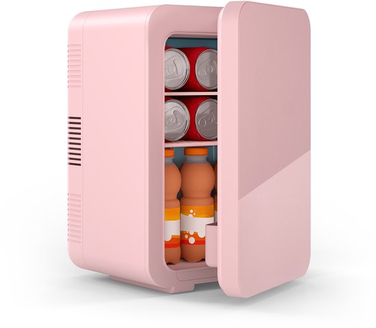 Puluomis - Mini koelkast 10L - Skincare & make-up fridge - 12V & 220V - Koel & warm - Auto koelkast - Compact - Roze