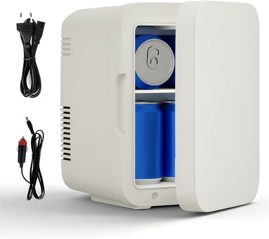 Puluomis - Mini koelkast 4L - Skincare & make-up fridge - 12V & 220V - Koel & warm - Auto koelkast - Compact - Beige van Merkloos