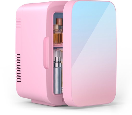 Puluomis - Mini koelkast 4L - Skincare & make-up fridge - 12V & 220V - Koel & warm - Auto koelkast - Compact - Roze&blauw
