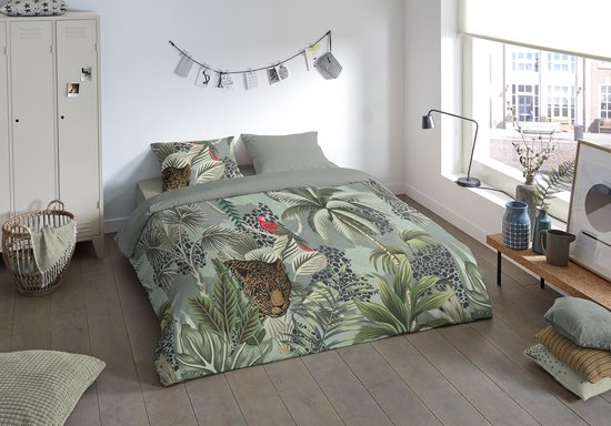 Pure dekbedovertrek jungle print - 1 persoons 140x200/220 cm - Groen - Microvezel