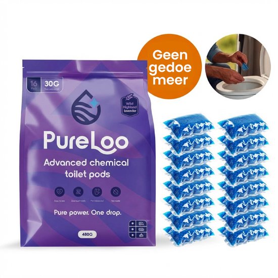PureLoo Chemisch Toilet Vloeistof Lavendel - Toiletvloeistof Caravan - Toilet Vloeistof Chemische Toilet - Porta Potti Vloeistof - Toiletvloeistof Voor De Camper