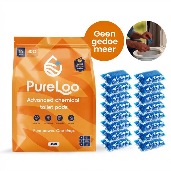 PureLoo Chemisch Toilet Vloeistof Sinaasappel - Toiletvloeistof Caravan - Toilet Vloeistof Chemische Toilet - Porta Potti Vloeistof - Toiletvloeistof Voor De Camper