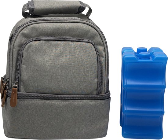 Purepeak Koeltas Moedermelk met 2 Koelelementen - Kolftas - Borstvoeding - Grijs - Koelrugtas van Merkloos