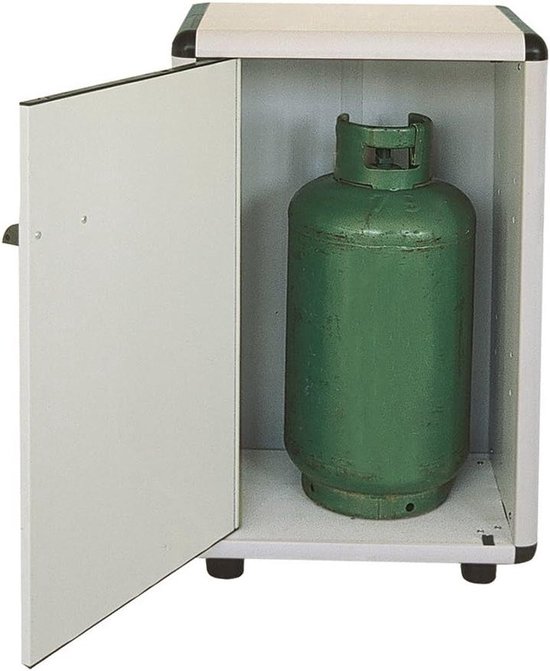 PVC Kast - Flessenhouder Opbergkast - Gasflessen Opbergen - Gladde Plaat Stijl - 59x38.5x92 cm - Lichtgrijs