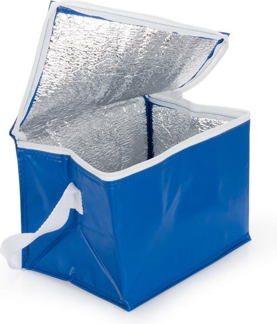 PVC mini koeltasje - koeltas lunch - compacte koeltas blauw - koeltasje voor 6 blikjes van Merkloos