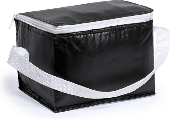 PVC mini koeltasje | koeltas lunch | compacte koeltas zwart | koeltasje voor 6 blikjes van Retourplaza