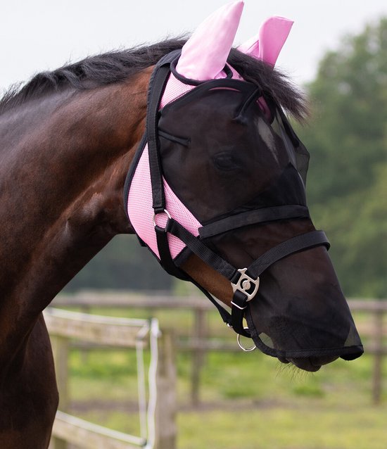 Qhp Vliegenmasker Met Afneembare Neusflap Roze - Roze - mini Shetlander van QHP