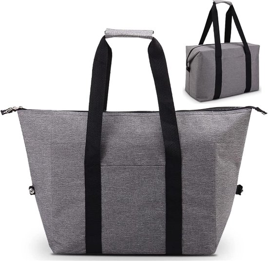 QTTVBTNA -Opvouwbare Koeltas 10L – Isolerende Boodschappentas, Picknicktas en Thermotas voor Camping, Strand, Werk en Dagelijks Gebruik – Grijs van Merkloos