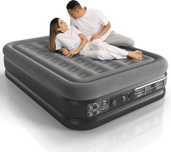 Queensize luchtmatras met ingebouwde pomp - snel opblazend en comfortabel 45 cm hoog