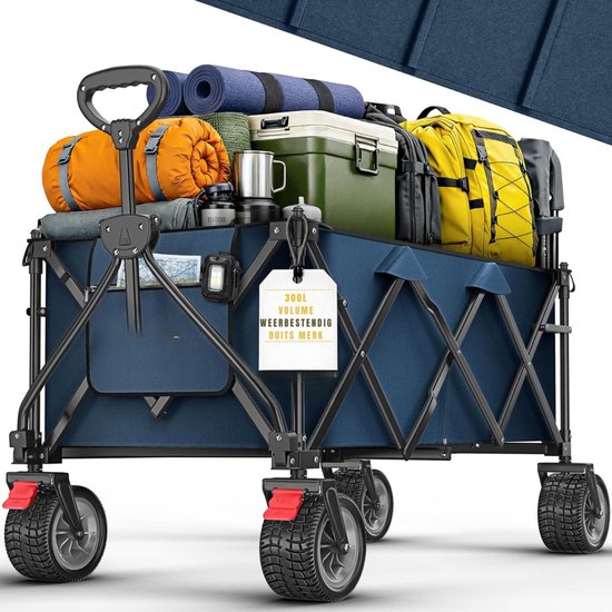 QUOVO® Bolderkar Opvouwbaar Luchtbanden - Bolderkar - Bolderkar Opvouwbaar - Blauw - 121cm x 68cm x 112cm