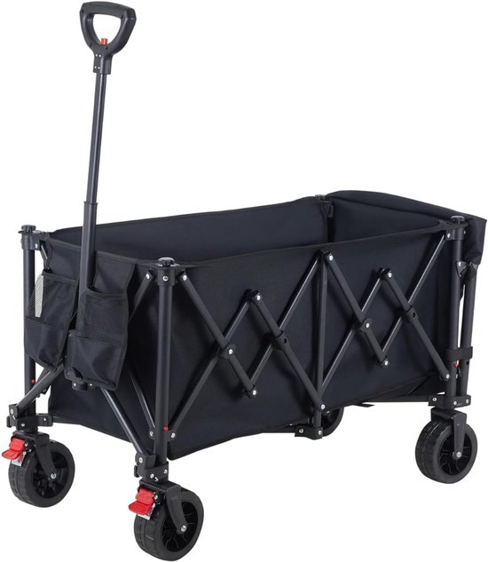 QUOVO® Bolderkar Opvouwbaar Luchtbanden - Bolderkar - Bolderkar Opvouwbaar - Zwart - 66cm x 26cm x 26cm