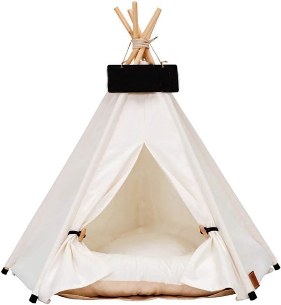 Quvo® Kattentent - Huisdier tent - Dierenhuis - Kattenhol - Kattenhuis - Kattenmand - Dierentent - Katten Tipi Tent - Voor Binnen –Wit - 40cm x 40cm x 50 cm van Quvo®