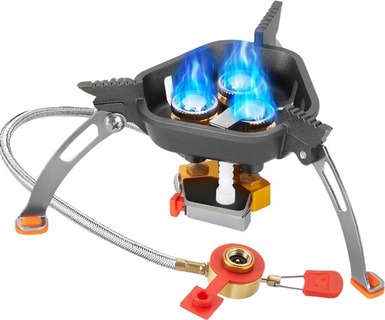 Quvo® Wokbrander - Kookbrander 7200 Watt - Wok Brander - Met Slang en Regelaar - Propaan/Gas - Voor Buiten - Camping Kooktoestel Wind Proof - Zwart -‎16 x16x 11cm; 510 g van Quvo®