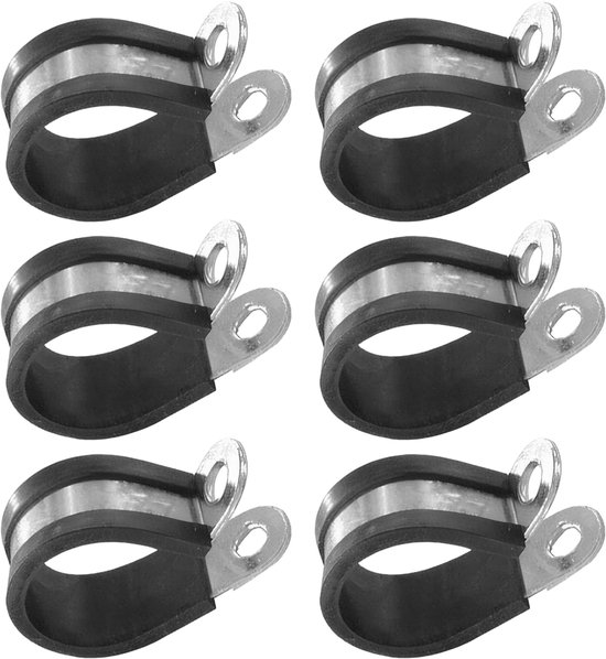 R-Type Buisklem RVS - Geluiddempende Bevestigingsbeugel - Voor Buisleidingen & Draadinstallaties - Huishouden - Zilver/Zwart - 40mm - 6 Stuks van Merkloos