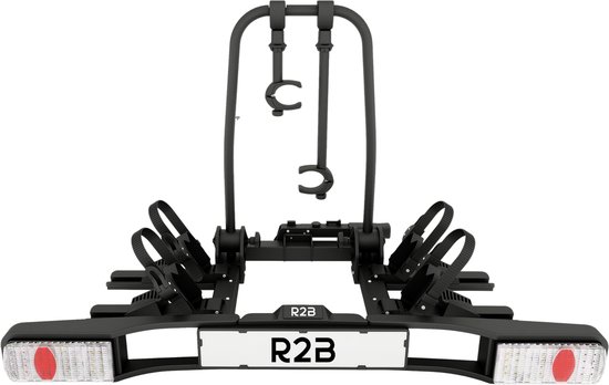 R2B Fietsendrager Auto - 2 (Elektrische) Fietsen - Inklapbaar én Kantelbaar - 60 KG Draagvermogen - 13 Polig - Fietsendrager electrische fietsen 2 - Fietsdrager voor op trekhaak - Bike Rack Car - Fietsenrek Auto