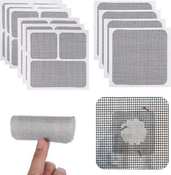 Raam Reparatie Patch - Scherm Vervanging Kit - Gat Dichten - Zelfklevend Glasvezel - 3 Maten - Zwart van Merkloos