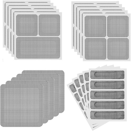 Raamgaas Reparatie - Reparatieset Vliegengaas - Insecten Buiten Houden - Zelfklevend Glasvezel - 20 Vellen - Zwart van Merkloos