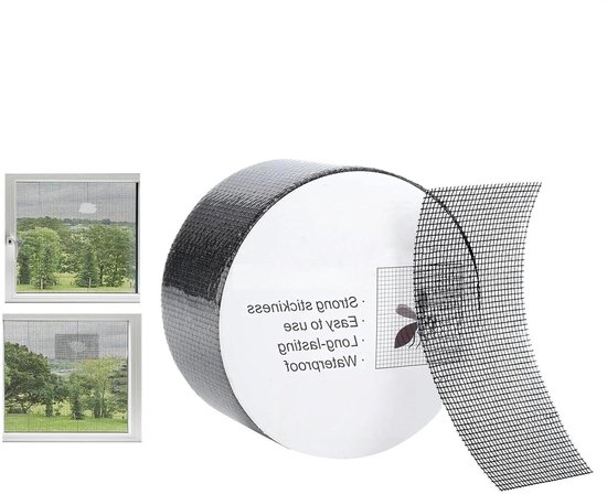 Raamhor Pleister - Hor Reparatie - Gaten Dichten - Zelfklevend Glasvezel - 50mm x 2 Meter - Zwart