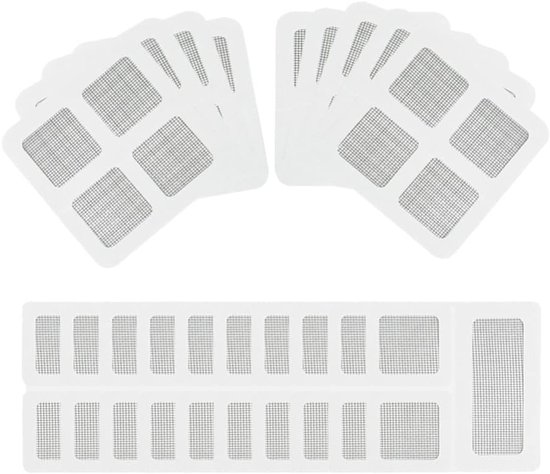 Raamhor Reparatie Kit - Horrenplakker Gaas Reparatie - Gaten Dichten - Zelfklevend Fiberglass - 10x10 cm - Lichtgrijs