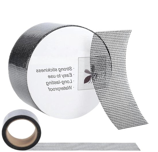 Raamhor Reparatie Pleister - Horrengaas Plakker - Gaten Dichten - Zelfklevend Glasvezel - 50 mm x 5 meter - Zwart