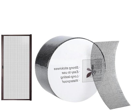 Raamhor Reparatie Pleister - Horrenplakker Gaas - Gaten Dichten - Zelfklevend Knipbaar - 50 mm x 2 meter - Zwart