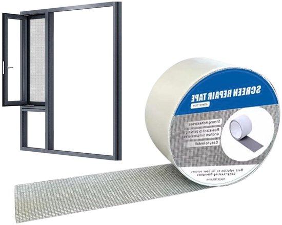 Raamhor Reparatie Tape - Glasvezel Pleister - Gaten Dichten - Sterke Lijm - 48x100 cm - Grijs