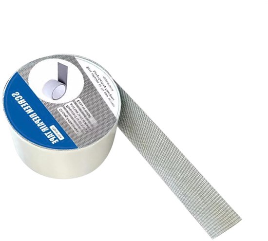 Raamhor Reparatie Tape - Glasvezel Reparatieset - Gaten Dichten - Sterke Kleeflaag - 4.8x100 cm - Grijs