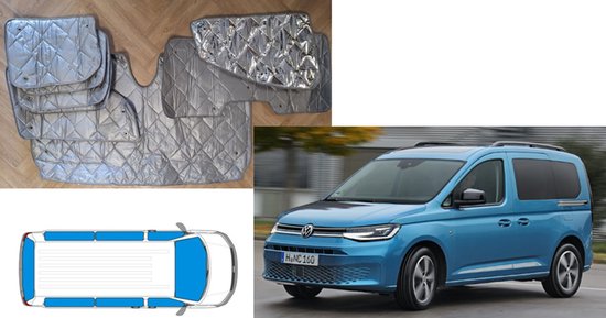 Raamisolatie Volkswagen Caddy vanaf 11/2020 – Korte Wielbasis – 9-laags – 8-delige Thermomatten Set