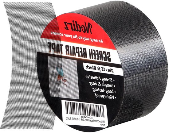 Raamscherm Reparatie Tape - Scherm Patch Kit - Gaten Dichten - Sterke Zelfklevende Lijm - 15 Feet Lengte - Zwart van Merkloos