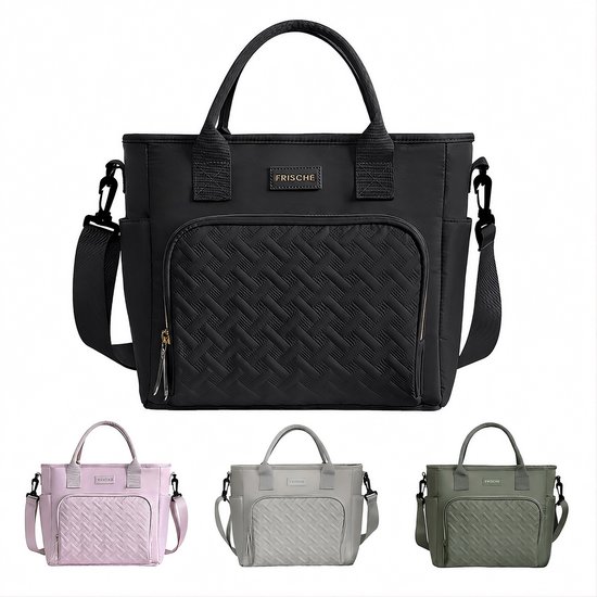 Rainbecom Geïsoleerde Lunchtas 10.7L - Koeltassen Zwart - Isolerende & Waterdichte 900D Polyester – Handvat Riem Lunch Bag - Verstelbare Schouderriem – Voor Werk, School, Reizen, Picknick - 30x13x27.5cm