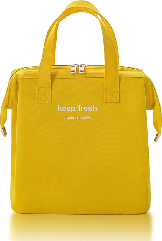 Rainbecom - Koeltassen - Lunchtas - 23x24x14 cm - 7.5 Liter - Geel - Isolatie - Kationisch Polyester - Handvat Riem - Koeltas - Lunch Bag - Geïsoleerde Koeltas - Picknicktas van Rainbecom