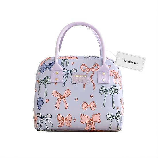 Rainbecom - Koeltassen - Lunchtas 7.5L - Geïsoleerde Koeltas met Brede Opening - Handvat Riem Waterafstotend Polyester - Lichtgewicht - Wipe-clean Voering - 25x15,5x21 cm - LichtPaars Strik - Lunch Bag - Picknicktas van Merkloos