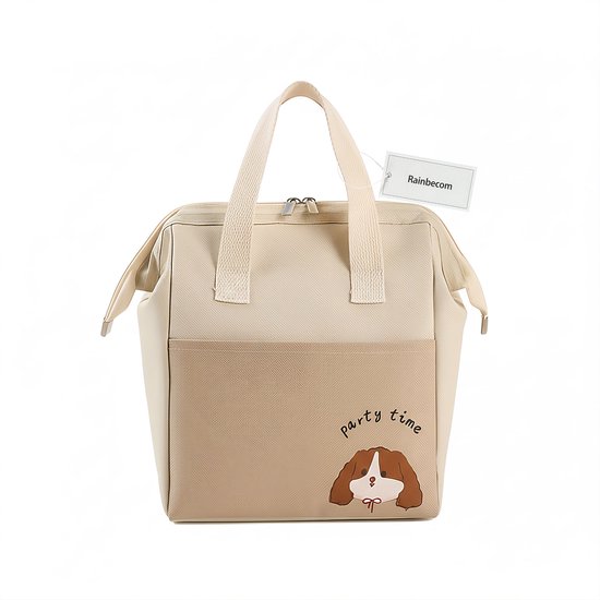 Rainbecom - Lunchtas - Koeltassen Beige - 600D Kationisch Polyester - 23×29×16 cm 7.5 Liter Lichtgewicht 190g - 3-Laags Thermische Isolatie- Koeltas - Lunch Bag - Geïsoleerde Koeltas - Voor School, Kantoor, Werk & Picknick van Rainbecom