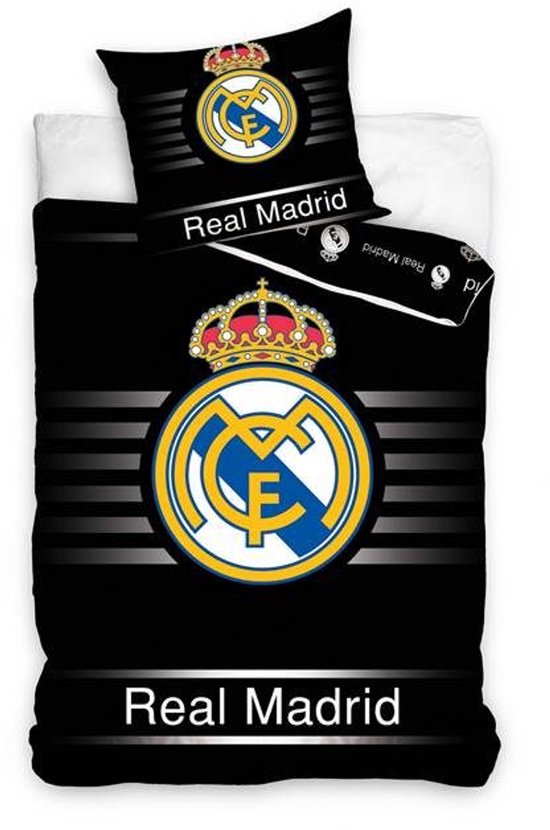 Real Madrid C.F. Dekbedovertrek - Eenpersoons - 140x200 cm - Black