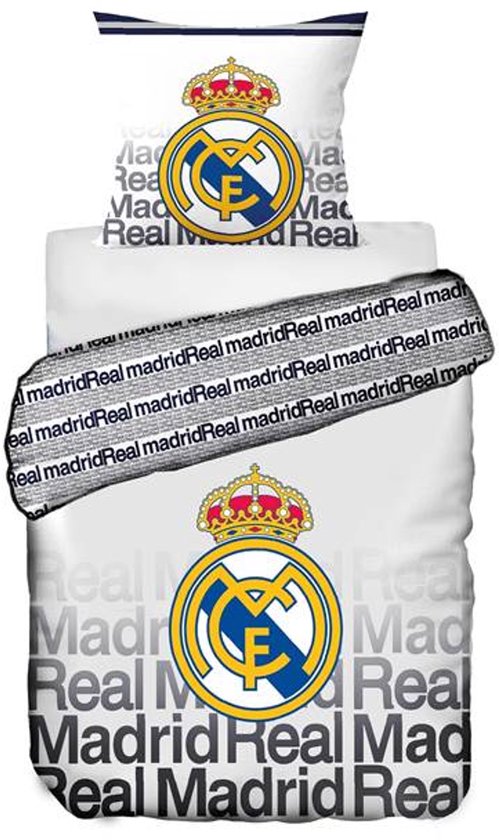 Real Madrid C.F. Dekbedovertrek - Eenpersoons - 140x200 cm - Wit van Merkloos