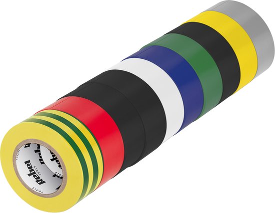 Rebel PVC - Isolatietape - 19mm x 9m - Mix Kleuren - Set van 10 van Merkloos